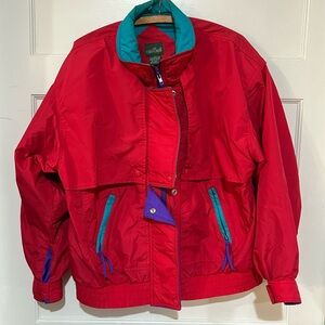 Vintage 90s Snow Jacket Cabin Creek Teal and Red, Size L
